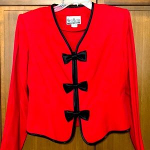 Short Red Jacket Top w Snap Black Bows